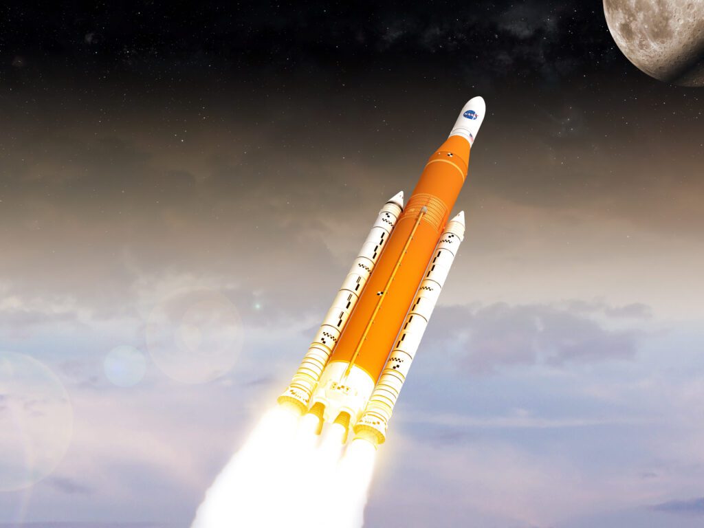 Künstlerische Darstellung des Space Launch Systems