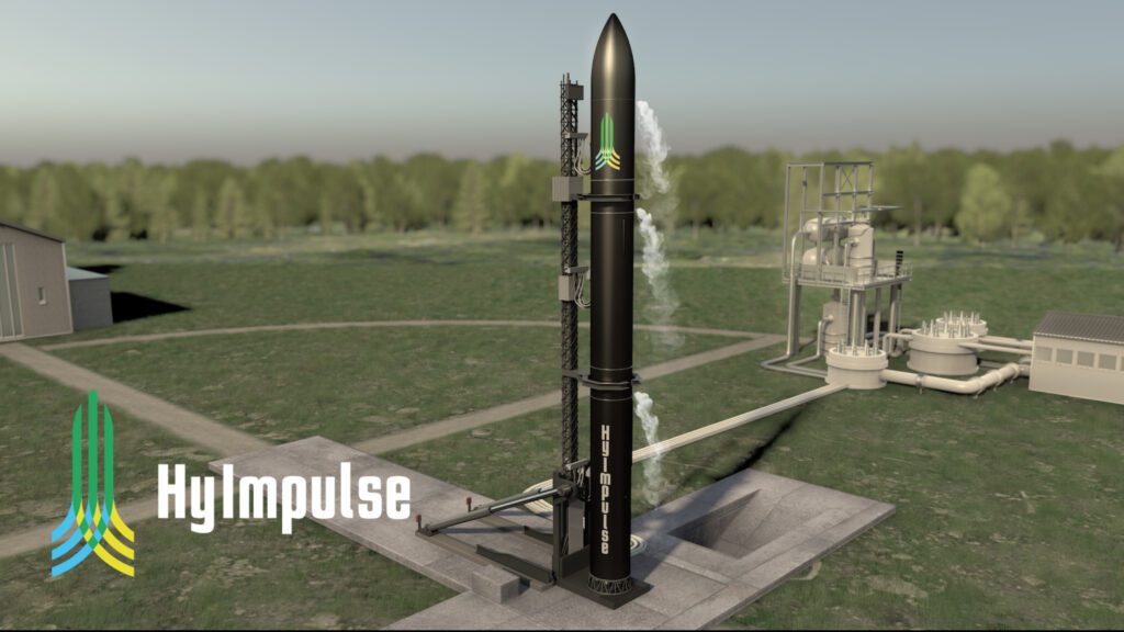 Künstlerische Darstellung der SL1 auf dem Launchpad; © HyImpulse Technologies GmbH