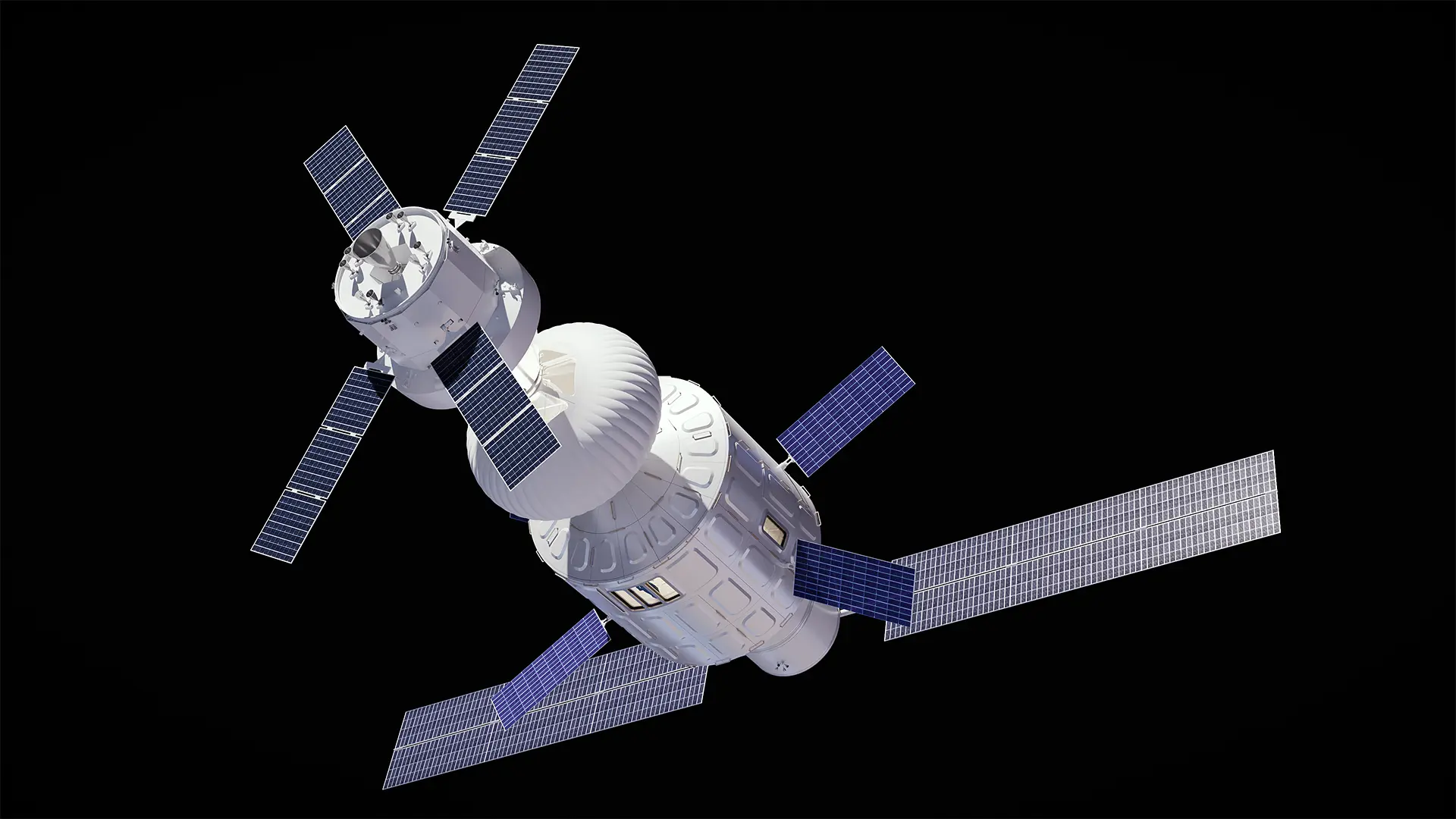 Rendering Airbus LOOP mit aufblasbarem Modul und angedocktem Raumschiff;© Airbus Defence & Space
