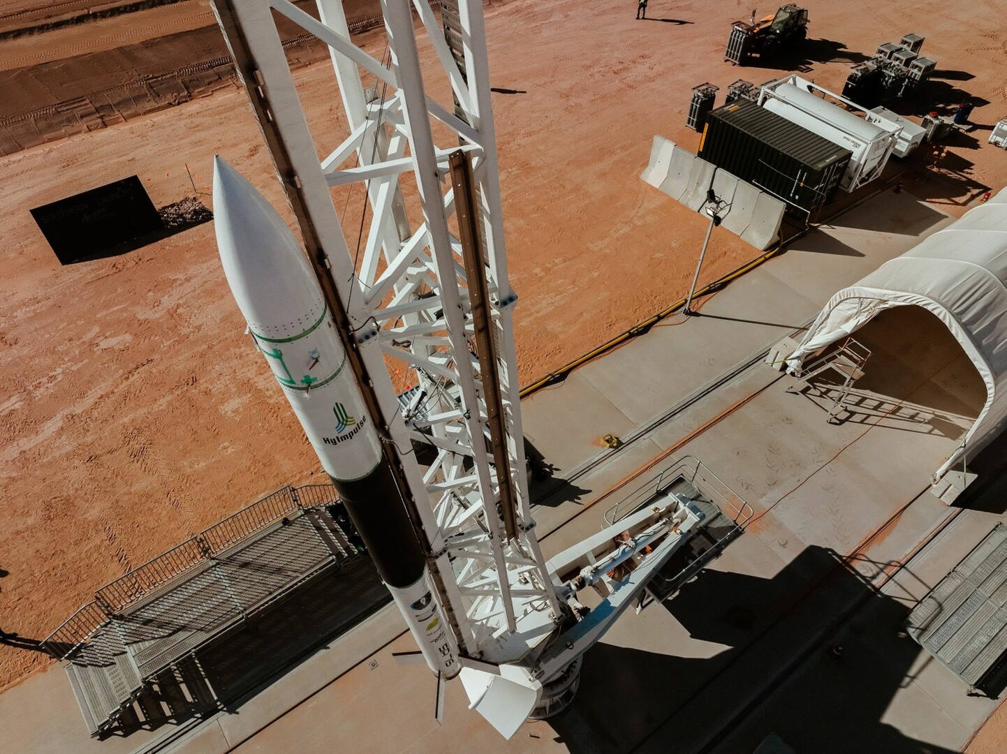Suborbitalrakete SR75 auf der Startrampe in Koonibba (Australien);
© Southern Launch