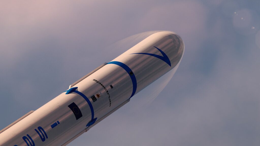 Microlauncher Spectrum im Flug, Rendering © Isar Aerospace